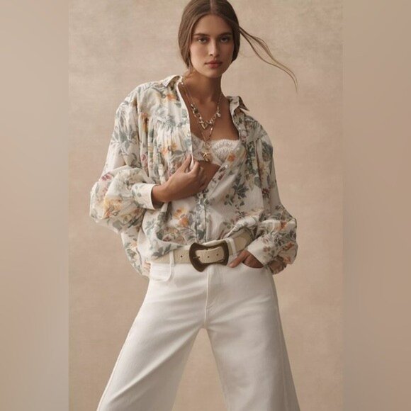 Anthropologie Tops - NWT Size XSP (P2P 25") - Anthropologie Pilcro Batwing Yoke Blouse (NWT US$ 118)